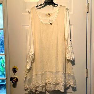 NWOT boho chic cream shift dress 3x